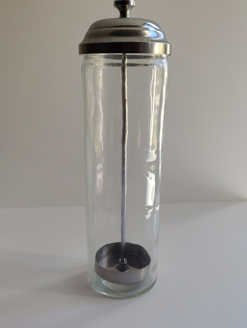Glass Straw Holder with Silver Metal Lid